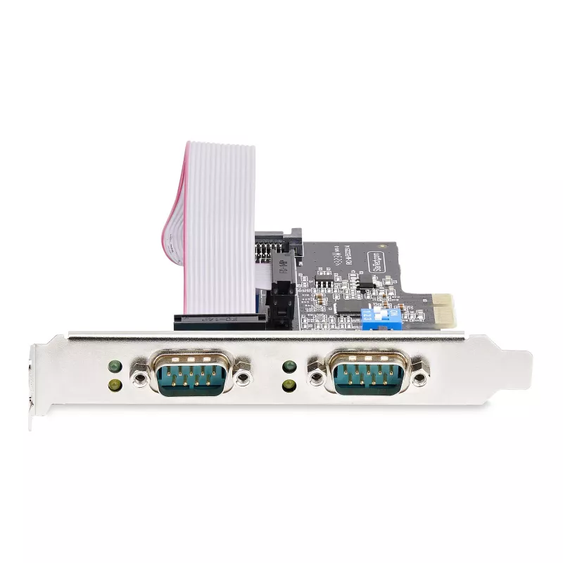 StarTech.com 2-Port Serielle PCIe-Karte, Dual-Port PCI Express auf RS232/RS422/RS485 (DB9) Serielle Karte, Low-Profile-Halterungen enthalten, 16C1050 UART, Windows/Linux, TAA-konform – ESD-Schutz Level 4