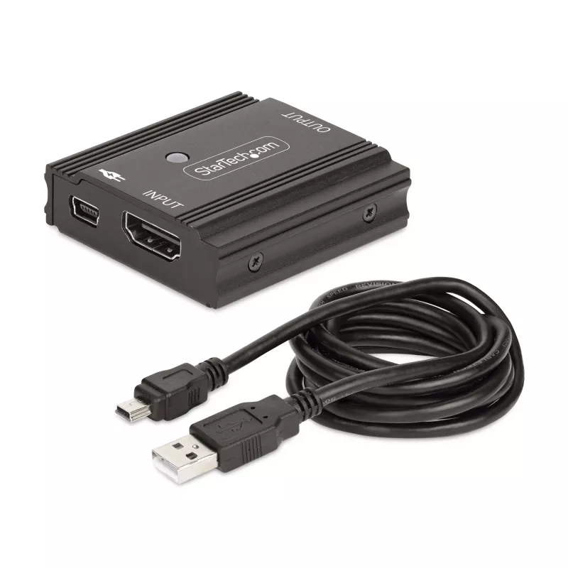 StarTech.com 10 m 8K 60Hz HDMI Signalverstärker, aktiver HDMI 2.1 Inline-Repeater und Videosignalverstärker bis 8K 60Hz/4K 144Hz, kompakter HDMI-Kabelverlängerer – HDMI-Signalverlängerung