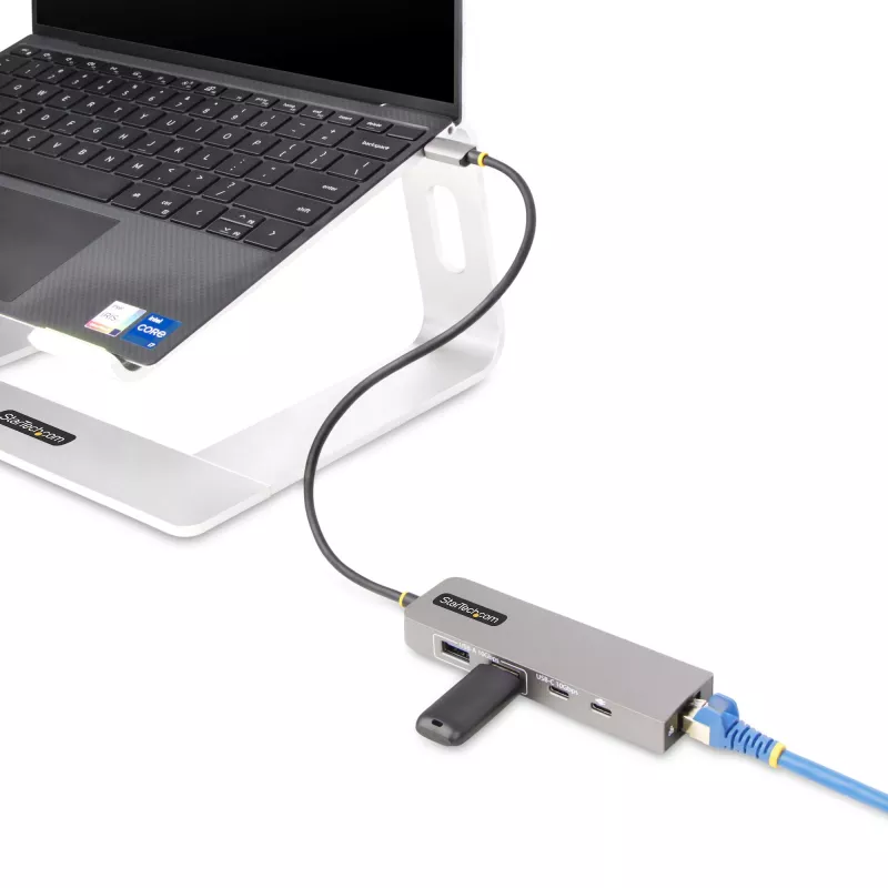 StarTech.com 3-Port USB-C Hub mit 2,5 Gbit/s Ethernet und 100 W Power Delivery Pass-Through, USB 3.2 10 Gbit/s, 2x USB-A/1x USB-C, tragbarer USB Typ-C Adapter Hub