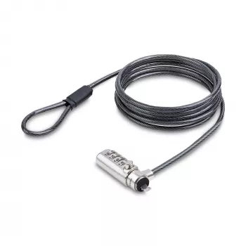StarTech.com schlank Lock Noble Wedge® Slot Kompatibel, 1,5 m Sicherungskabel, Schreibtisch-Diebstahlschutz für Laptop/Notebook, schnittfestes Stahlkabel, Kombinationsschloss