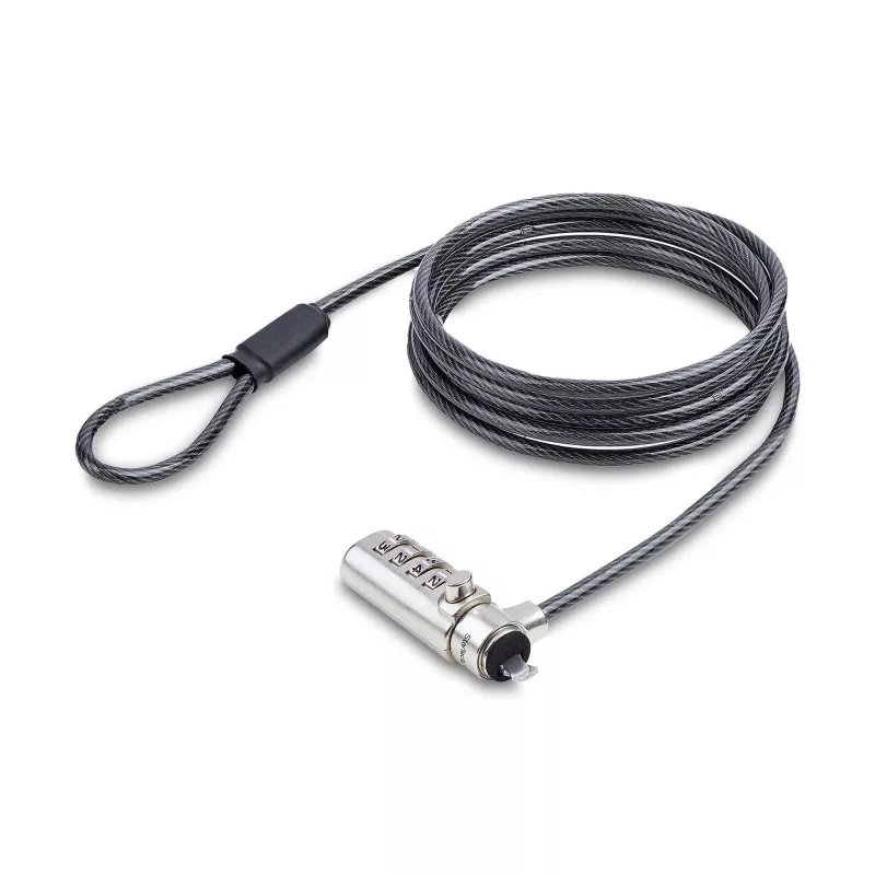 StarTech.com schlank Lock Noble Wedge® Slot Kompatibel, 1,5 m Sicherungskabel, Schreibtisch-Diebstahlschutz für Laptop/Notebook, schnittfestes Stahlkabel, Kombinationsschloss
