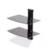 StarTech.com Dual-Floating-Wandregale für AV-Geräte, höhenverstellbares Regal für unter den Fernseher, Organisation von A/V-Geräten auf schwarzen Glasböden aus gehärtetem Glas