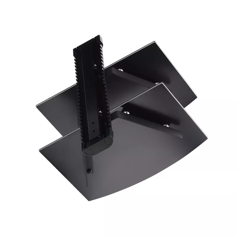 StarTech.com Dual-Floating-Wandregale für AV-Geräte, höhenverstellbares Regal für unter den Fernseher, Organisation von A/V-Geräten auf schwarzen Glasböden aus gehärtetem Glas