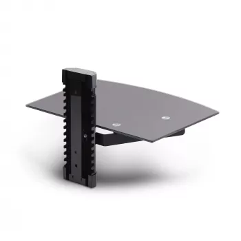 StarTech.com Schwimmende wandmontierte AV-Ablage, höhenverstellbare Ablage für unter dem Fernseher, Organisation von A/V-Geräten auf schwarzer Ablage aus gehärtetem Glas