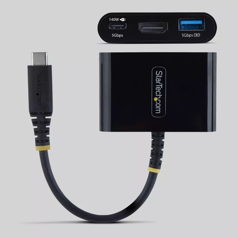 StarTech.com USB-C-auf-HDMI-Multiport-Adapter mit 140-W-PD-Ladung, 4K-60-Hz-HDMI, USB-5-Gbit/s-Hub, Mini-Dock für MacBook / Dell / Thinkpad / HP / iPad / Tablets