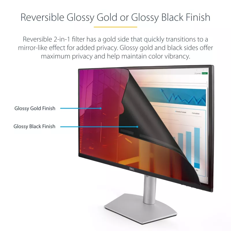 StarTech.com 23,8-Zoll 16:9 Gold Monitor-Privatsphärenfilter, umkehrbarer Filter mit verbesserter Privatsphäre, glänzender Computer-Sicherheitsfilter, abnehmbarer Bildschirmschutz/-filter, +/- 30 Grad.