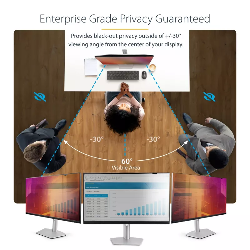 StarTech.com 68,6 cm (27″) 16:9 Gold Monitorschutzfolie, umkehrbar mit verbesserter Privatsphäre, glänzender Computerschutzfilter, entfernbarer Blickschutz, +/- 30°