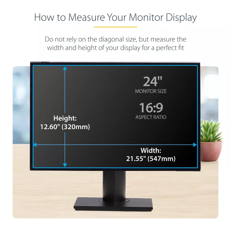 StarTech.com 24 Zoll 16:9 Computer-Monitor-Blickschutzfilter, Hängender Acrylfilter, Schnellinstallierter Sicherheitsschutz, Monitor-Bildschirmschutz, +/- 30 Grad Blickwinkel, Glänzend