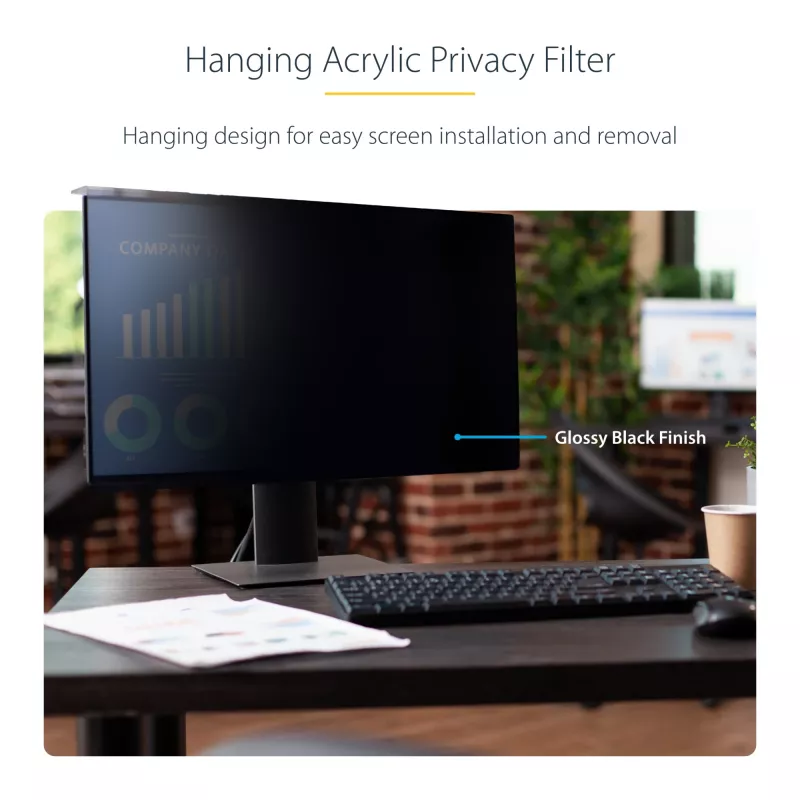 StarTech.com 24-Zoll 16:10 Computer-Monitor-Blickschutzfilter, hängender Acrylfilter, schnell installierbarer Sichtschutz, Monitor-Bildschirmschutz, +/- 30° Betrachtungswinkel, glänzend