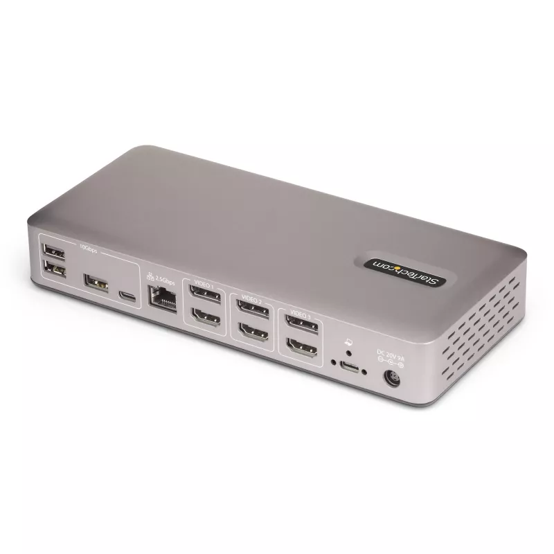 StarTech.com Triple-Monitor USB4 Dockingstation, 4K 60Hz HDMI oder DisplayPort, 100W Laptop-Ladung, 2,5GbE, USB-C Multi-Monitor Dock, treiberlos