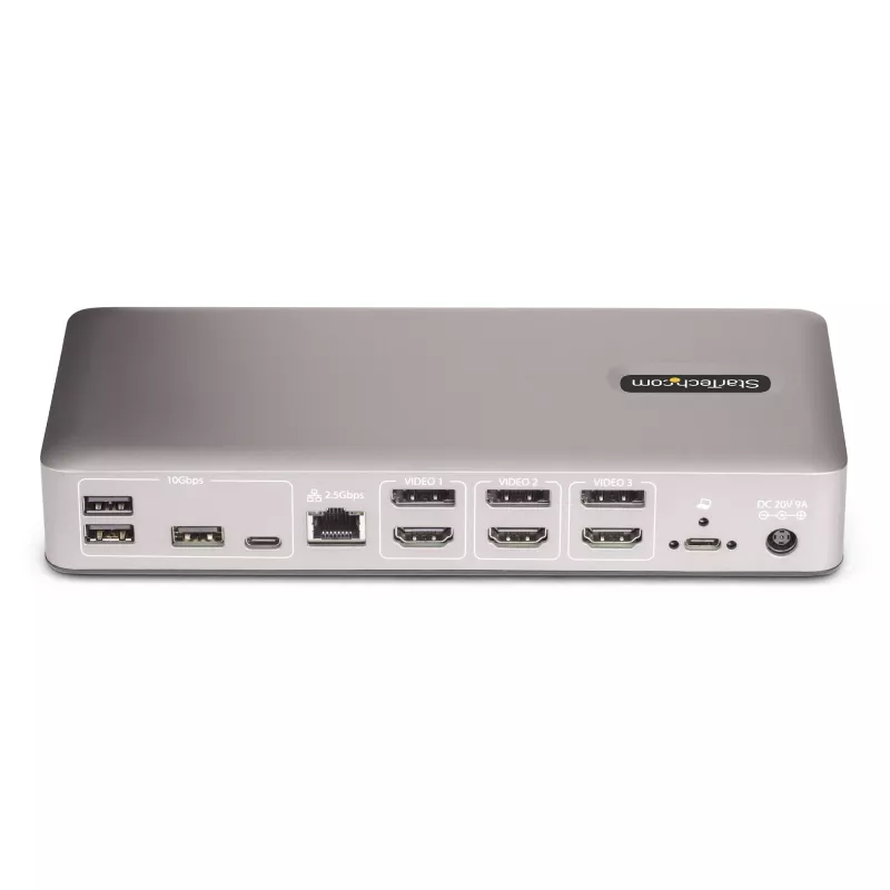 StarTech.com Triple-Monitor USB4 Dockingstation, 4K 60Hz HDMI oder DisplayPort, 100W Laptop-Ladung, 2,5GbE, USB-C Multi-Monitor Dock, treiberlos