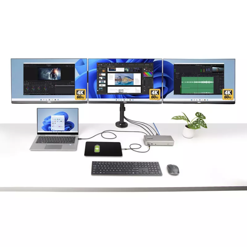StarTech.com Triple-Monitor USB4 Dockingstation, 4K 60Hz HDMI oder DisplayPort, 100W Laptop-Ladung, 2,5GbE, USB-C Multi-Monitor Dock, treiberlos