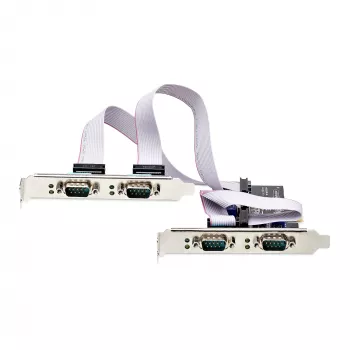 StarTech.com 4-Port Serielle PCIe-Karte, Quad-Port PCI Express auf RS232/RS422/RS485 (DB9) Serielle Karte, Low-Profile-Halterung inkl., 16C1050 UART, Windows/Linux, TAA-konform – ESD-Schutz Level 4
