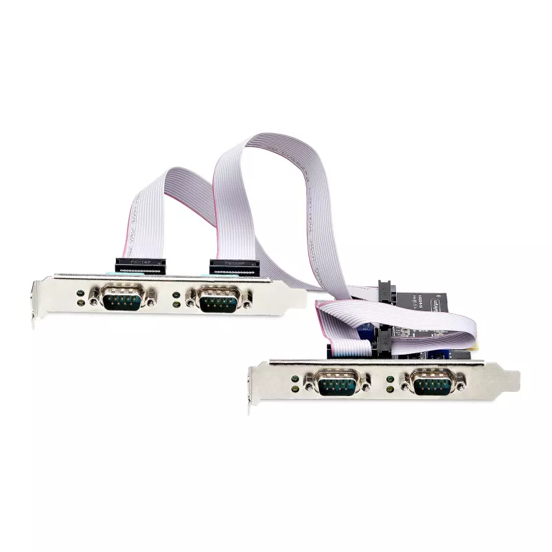 StarTech.com 4-Port Serielle PCIe-Karte, Quad-Port PCI Express auf RS232/RS422/RS485 (DB9) Serielle Karte, Low-Profile-Halterung inkl., 16C1050 UART, Windows/Linux, TAA-konform – ESD-Schutz Level 4