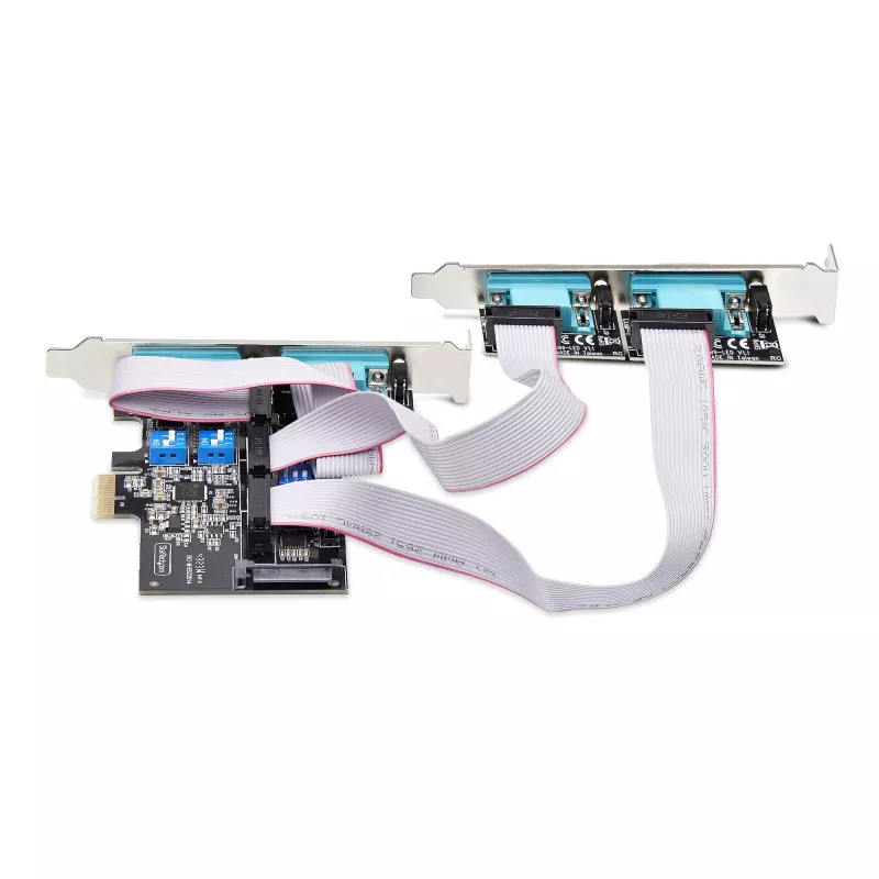 StarTech.com 4-Port Serielle PCIe-Karte, Quad-Port PCI Express auf RS232/RS422/RS485 (DB9) Serielle Karte, Low-Profile-Halterung inkl., 16C1050 UART, Windows/Linux, TAA-konform – ESD-Schutz Level 4