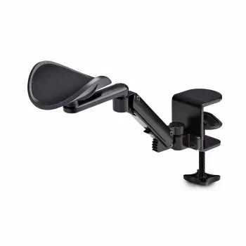 StarTech.com Verstellbare Armlehne für Büroschreibtisch, ergonomische Arm-/Ellbogenstütze, 360-Grad-Drehung, Klemmmontage/kein Bohren, Schwarz