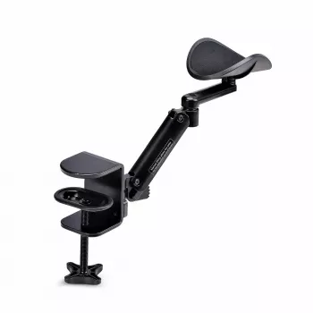 StarTech.com Verstellbare Armlehne für Büroschreibtisch, ergonomische Arm-/Ellbogenstütze, 360-Grad-Drehung, Klemmmontage/kein Bohren, Schwarz