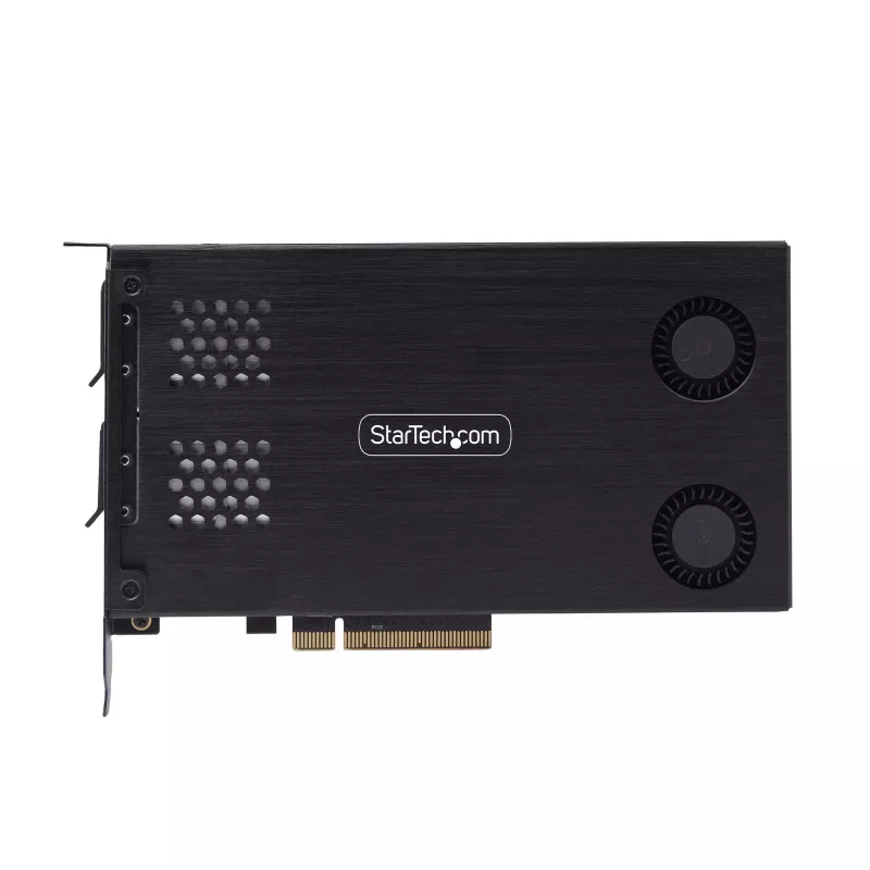 StarTech.com Dual-Bay M.2 NVMe SSD zu PCIe x8 Wechselrahmen; Bifurcation erforderlich; Werkzeuglose Installation, PCIe-Backplane mit zwei Hot-Swap-Laufwerksschächten