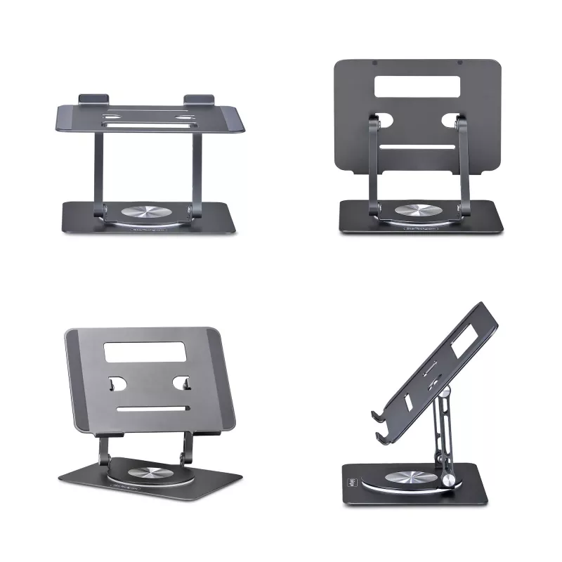 StarTech.com Drehbarer Laptop-Ständer, 360° schwenkbar, ergonomischer Schreibtisch-Riser für Computer, erhöhte Ablage mit verstellbarer Neigung, max. 5 kg, Aluminiumbauweise, tragbares Design