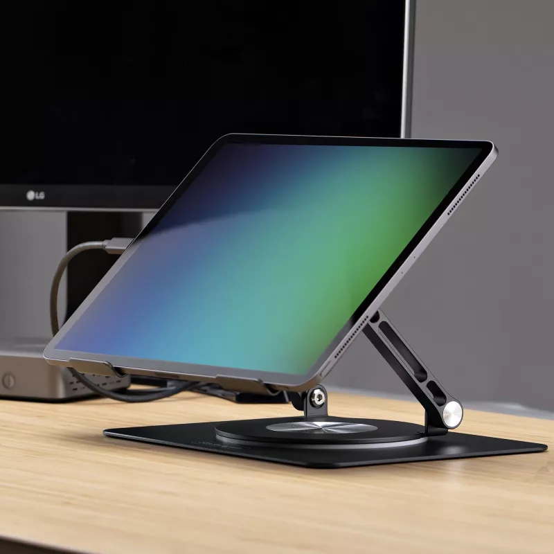 StarTech.com Drehbarer Laptop-Ständer, 360° schwenkbar, ergonomischer Schreibtisch-Riser für Computer, erhöhte Ablage mit verstellbarer Neigung, max. 5 kg, Aluminiumbauweise, tragbares Design