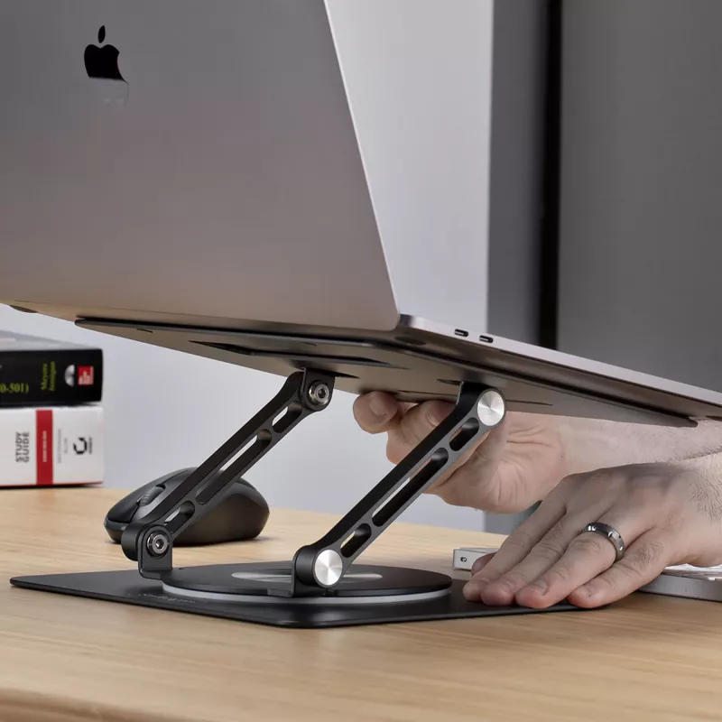 StarTech.com Drehbarer Laptop-Ständer, 360° schwenkbar, ergonomischer Schreibtisch-Riser für Computer, erhöhte Ablage mit verstellbarer Neigung, max. 5 kg, Aluminiumbauweise, tragbares Design