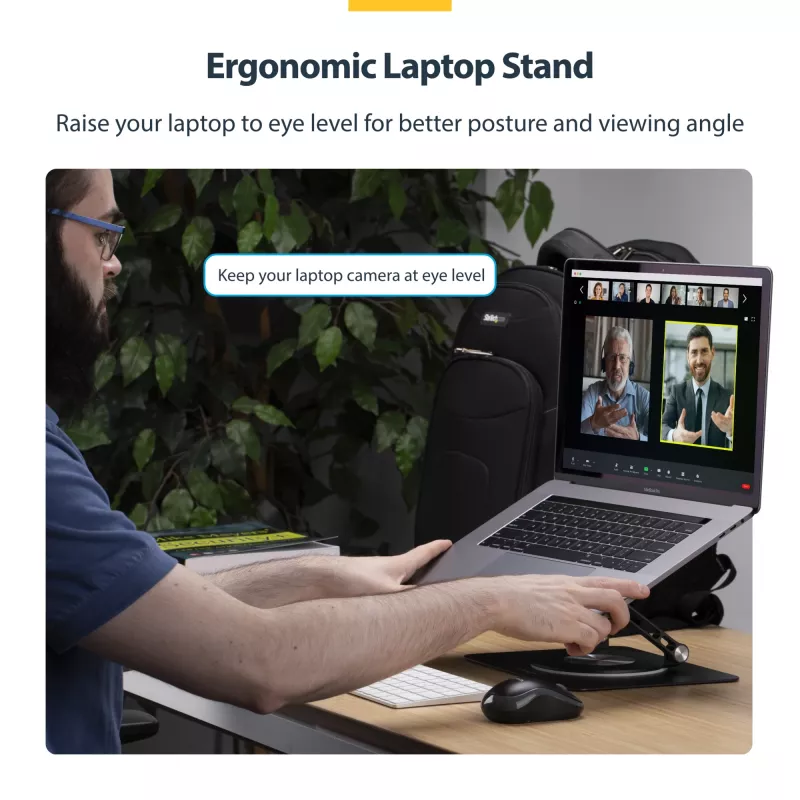 StarTech.com Drehbarer Laptop-Ständer, 360° schwenkbar, ergonomischer Schreibtisch-Riser für Computer, erhöhte Ablage mit verstellbarer Neigung, max. 5 kg, Aluminiumbauweise, tragbares Design