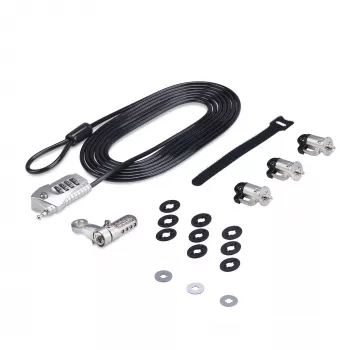 StarTech.com Laptop/Desktop & Peripheral Lock Kit, Diebstahlschutz-Sicherheitsschloss, K-Slot, 9,8 Fuß (3 m) Stahlkabel, 3 Geräte, benutzerdefinierbarer 4-stelliger Code – TAA