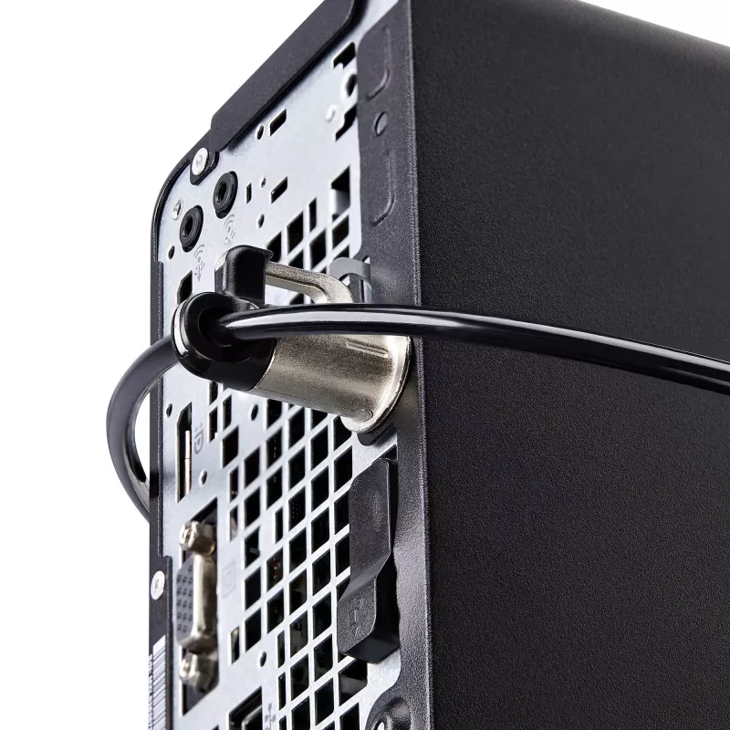 StarTech.com Laptop/Desktop & Peripheral Lock Kit, Diebstahlschutz-Sicherheitsschloss, K-Slot, 9,8 Fuß (3 m) Stahlkabel, 3 Geräte, benutzerdefinierbarer 4-stelliger Code – TAA