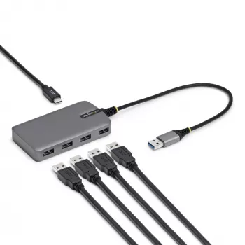 StarTech.com 4-Port USB-A-Hub, 5 Gbit/s, busgespeist, USB-A auf 4x USB-A-Hub mit USB-C-Hilfsstromeingang, 30 cm Hostkabel, tragbarer Desktop-/Laptop-USB-Hub