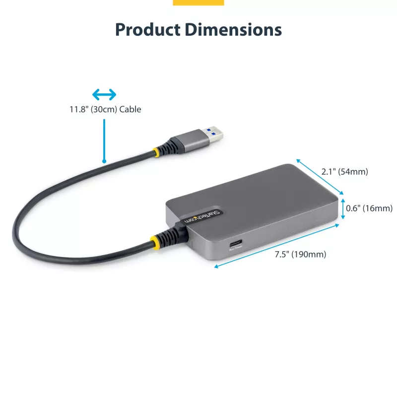 StarTech.com 4-Port USB-A-Hub, 5 Gbit/s, busgespeist, USB-A auf 4x USB-A-Hub mit USB-C-Hilfsstromeingang, 30 cm Hostkabel, tragbarer Desktop-/Laptop-USB-Hub