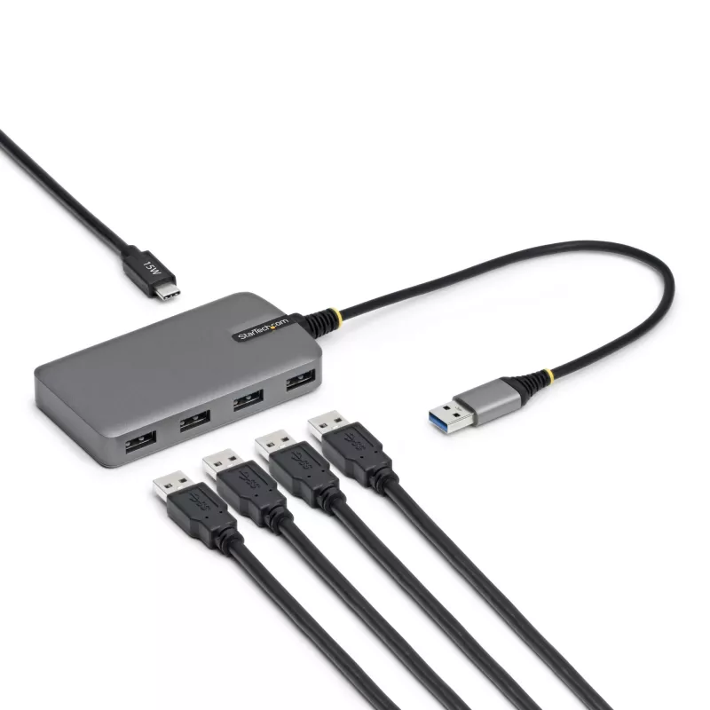 StarTech.com 4-Port USB-A-Hub, 5 Gbit/s, busgespeist, USB-A auf 4x USB-A-Hub mit USB-C-Hilfsstromeingang, 30 cm Hostkabel, tragbarer Desktop-/Laptop-USB-Hub