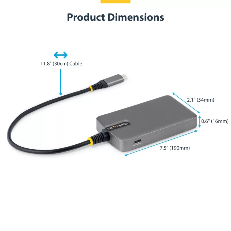 StarTech.com 4-Port USB-C Hub, 5 Gbit/s, busgespeist, USB-C auf 4x USB-A Hub mit USB-C Hilfstromeingang, 1ft/30cm Hostkabel, tragbarer Desktop-/Laptop-USB-Hub