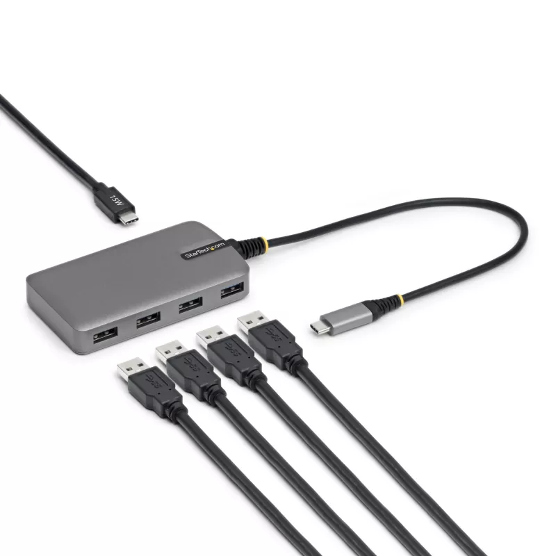 StarTech.com 4-Port USB-C Hub, 5 Gbit/s, busgespeist, USB-C auf 4x USB-A Hub mit USB-C Hilfstromeingang, 1ft/30cm Hostkabel, tragbarer Desktop-/Laptop-USB-Hub