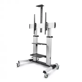 StarTech.com Rollbarer TV-Wagen/Stand auf Rädern für 60-100-Zoll-Flachbildschirme bis 100 kg, Höhenverstellung per Handkurbel, mobile/tragbare Trolley-Halterung