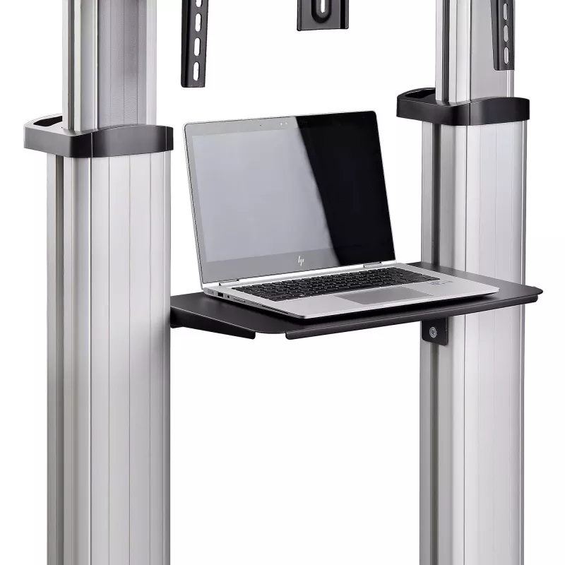 StarTech.com Rollbarer TV-Wagen/Stand auf Rädern für 60-100-Zoll-Flachbildschirme bis 100 kg, Höhenverstellung per Handkurbel, mobile/tragbare Trolley-Halterung