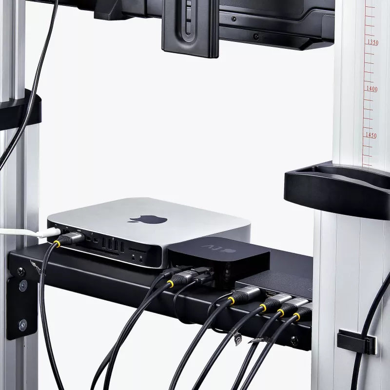 StarTech.com Rollbarer TV-Wagen/Stand auf Rädern für 60-100-Zoll-Flachbildschirme bis 100 kg, Höhenverstellung per Handkurbel, mobile/tragbare Trolley-Halterung