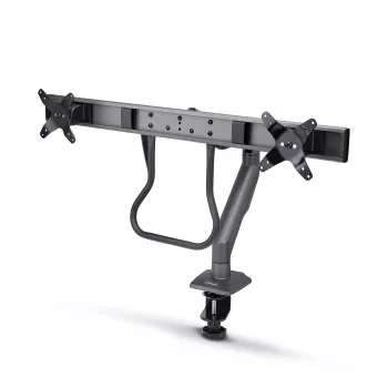 StarTech.com Schreibtischhalterung Dual-Monitorarm mit Querstange, bis zu 27-Zoll-Displays, VESA 75x75/100x100, max. 33 lb/15 kg, C-Klemme, voll beweglich, mechanische Feder, TAA