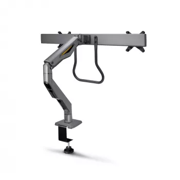 StarTech.com Schreibtischhalterung Dual-Monitorarm mit Querstange, bis zu 27-Zoll-Displays, VESA 75x75/100x100, max. 33 lb/15 kg, C-Klemme, voll beweglich, mechanische Feder, TAA