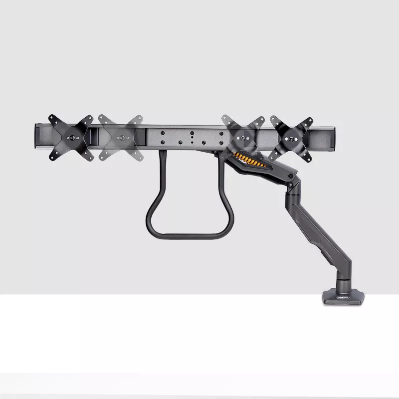 StarTech.com Schreibtischhalterung Dual-Monitorarm mit Querstange, bis zu 27-Zoll-Displays, VESA 75x75/100x100, max. 33 lb/15 kg, C-Klemme, voll beweglich, mechanische Feder, TAA