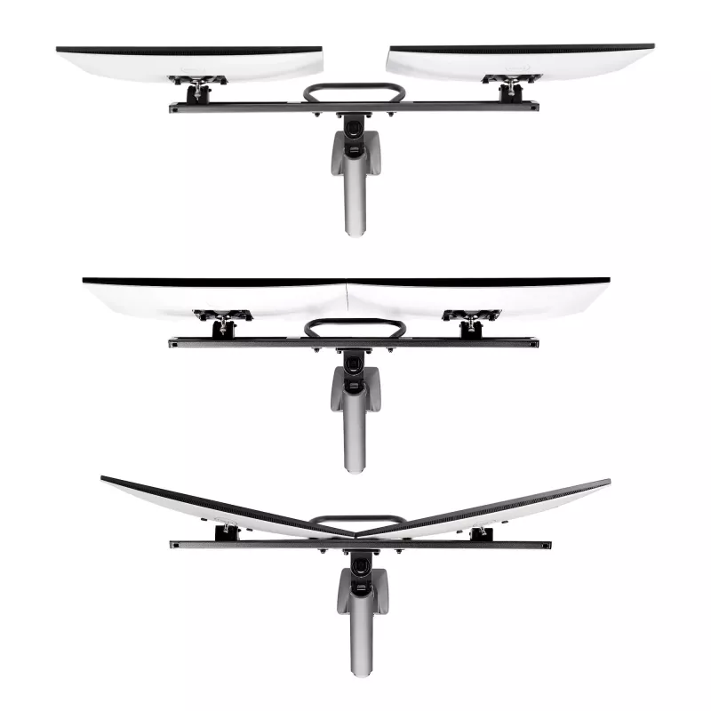 StarTech.com Schreibtischhalterung Dual-Monitorarm mit Querstange, bis zu 27-Zoll-Displays, VESA 75x75/100x100, max. 33 lb/15 kg, C-Klemme, voll beweglich, mechanische Feder, TAA