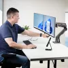 StarTech.com Schreibtischhalterung Dual-Monitorarm mit Querstange, bis zu 27-Zoll-Displays, VESA 75x75/100x100, max. 33 lb/15 kg, C-Klemme, voll beweglich, mechanische Feder, TAA