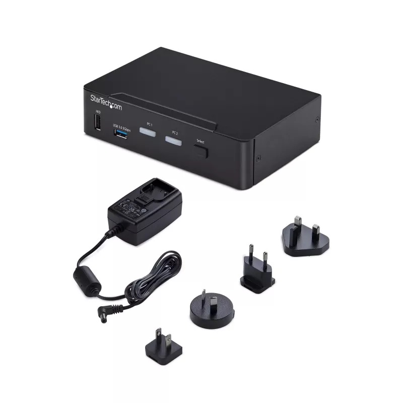 StarTech.com 2-Port DisplayPort KVM-Switch, 4K 60Hz, DP 1.2, EDID-Verwaltung, 2-Port USB 3.0 Hub, 4x USB HID-Ports, TAA-konform