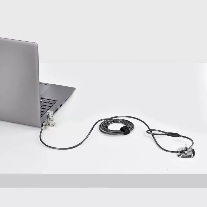 StarTech.com 25er-Pack Universal Laptop-Schloss 2 m, serialisiertes Sicherheitskabel für Notebook, kompatibel mit Noble Wedge®/Nano/K-Slot, schlüsselloses Zahlenschloss-Kabel – TAA