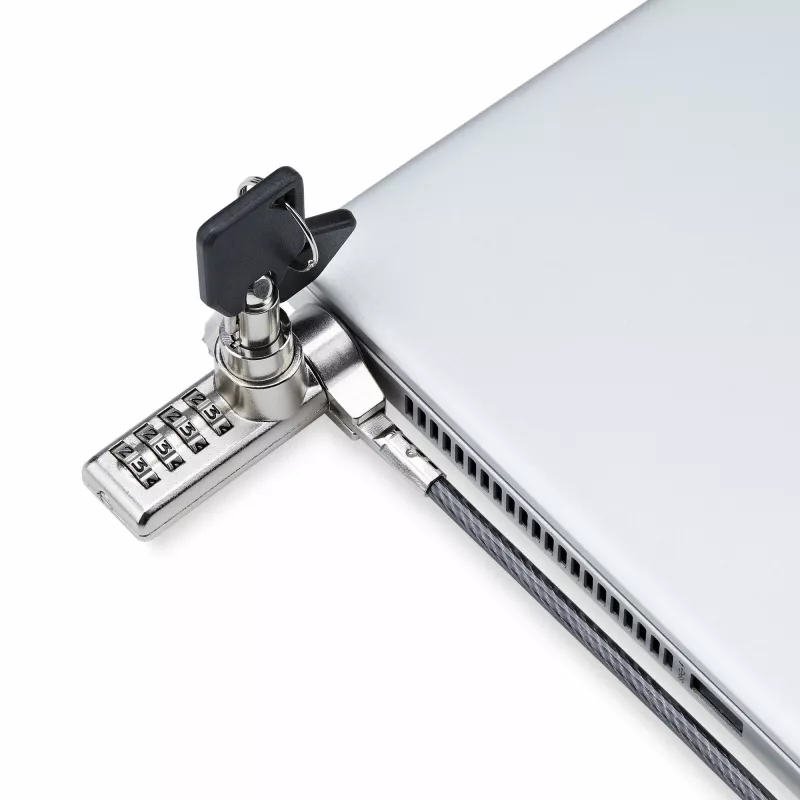 StarTech.com 10-Pack Dual-Access Laptop-Schloss, 1,98 m gleichschließend und Zahlenkombination Sicherheitskabelschloss für K-Slot-Geräte, Computer-Diebstahlschutz Stahlkabel