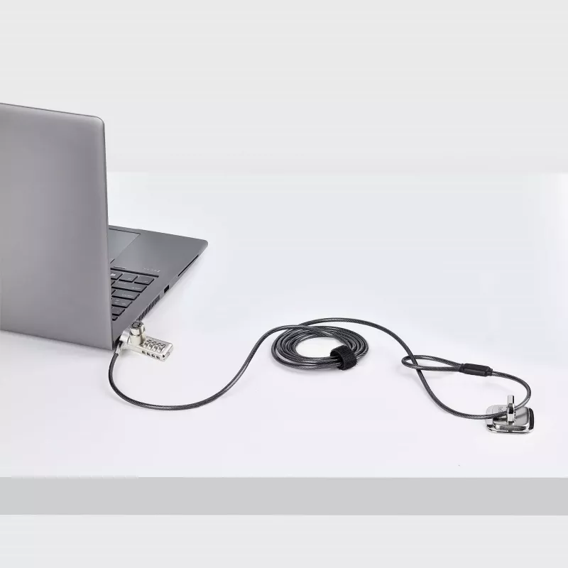 StarTech.com 10-Pack Dual-Access Laptop-Schloss, 1,98 m gleichschließend und Zahlenkombination Sicherheitskabelschloss für K-Slot-Geräte, Computer-Diebstahlschutz Stahlkabel
