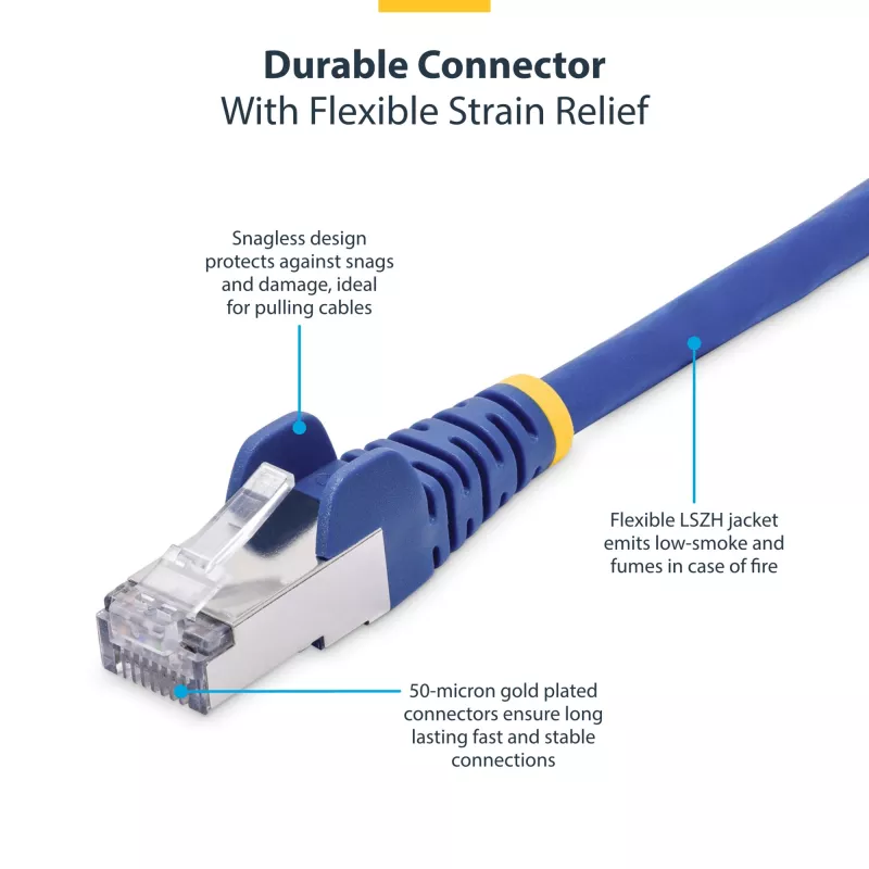 StarTech.com 3 m blaues CAT8 Ethernet-Kabel, rastnasenfreier RJ45, 25G/40G, 2000 MHz, 100 W PoE++, S/FTP, 26 AWG reine blanke Kupferader, LSZH, geschirmtes Netzwerk-Patchkabel mit Zugentlastung, einzeln geprüft
