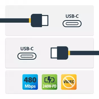 StarTech.com 4m USB-C Ladekabel, USB-IF zertifiziertes USB-C-Kabel, 240W PD EPR, USB 2.0 Typ-C Laptop-Ladekabel, USB-C Datenübertragungskabel, TPE-Mantel, M/M