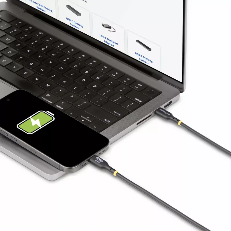 StarTech.com 4m USB-C Ladekabel, USB-IF zertifiziertes USB-C-Kabel, 240W PD EPR, USB 2.0 Typ-C Laptop-Ladekabel, USB-C Datenübertragungskabel, TPE-Mantel, M/M