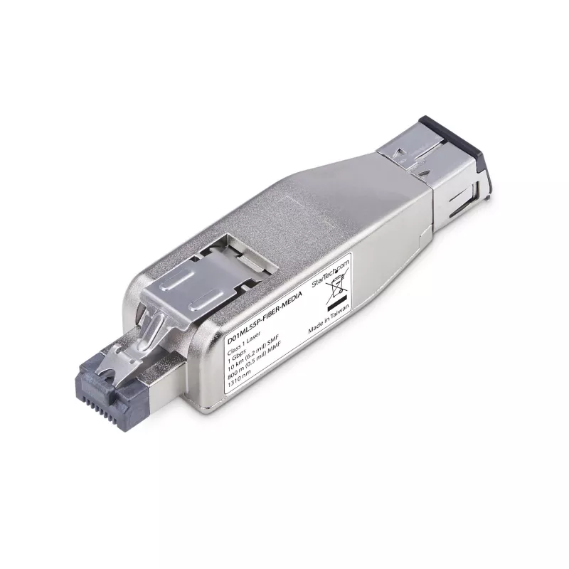 StarTech.com Gigabit Glasfaser-auf-RJ45-Ethernet-Medienkonverter-Dongle, optisch Singlemode 10 km/Multimode 800 m, PoE-gespeist, kompaktes Design, Metallgehäuse, Micro Mini, TAA