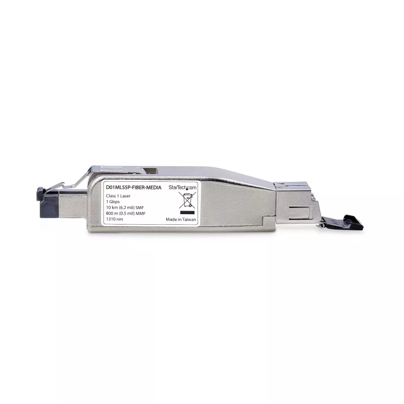 StarTech.com Gigabit Glasfaser-auf-RJ45-Ethernet-Medienkonverter-Dongle, optisch Singlemode 10 km/Multimode 800 m, PoE-gespeist, kompaktes Design, Metallgehäuse, Micro Mini, TAA